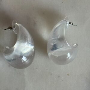 Chunky Clear Acrylic Teardrop Stud Earrings